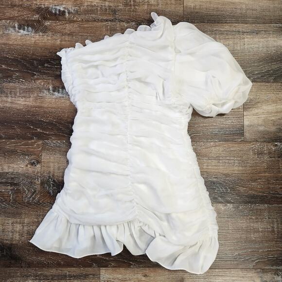 Mergim Magda Bridal One Shoulder Dress White Size 2 US Size Medium *No Belt* NWT - Picture 7 of 12